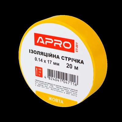 APRO 0.14х17 мм 20 м Iзоляцiйна стрiчка жовта  28075 фото