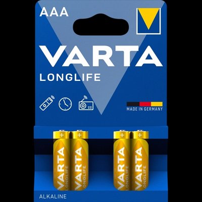 VARTA LONGLIFE AAA BLI 4 ALKALINE Батарейка 26994 фото