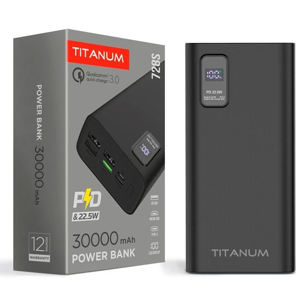 TITANUM 728S 30000mAh 22.5W Black Повербанк 31482 фото