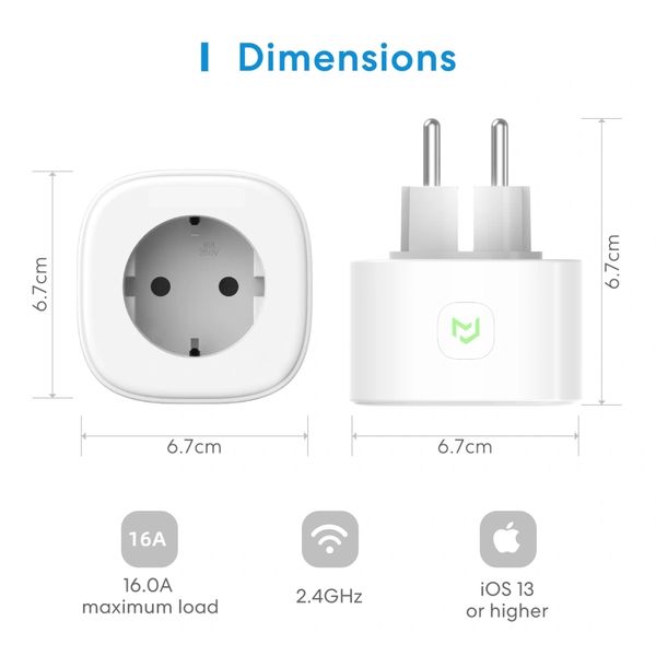 Meross MSS210HK(EU) Розумна WiFi розетка (1 pack) 30507 фото